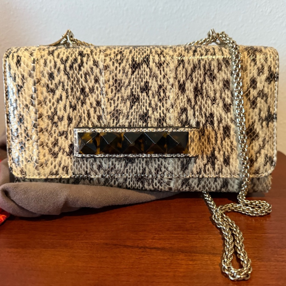 Valentino Snakeskin Pattern Chain Shoulder Bag